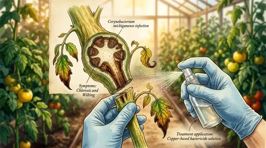 Infection bactérienne tomate traitée solution cuivre